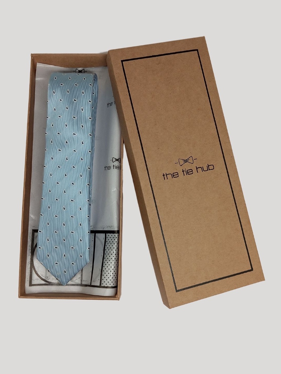 

The Tie Hub Men Woven Designed Silk Broad Tie, Blue