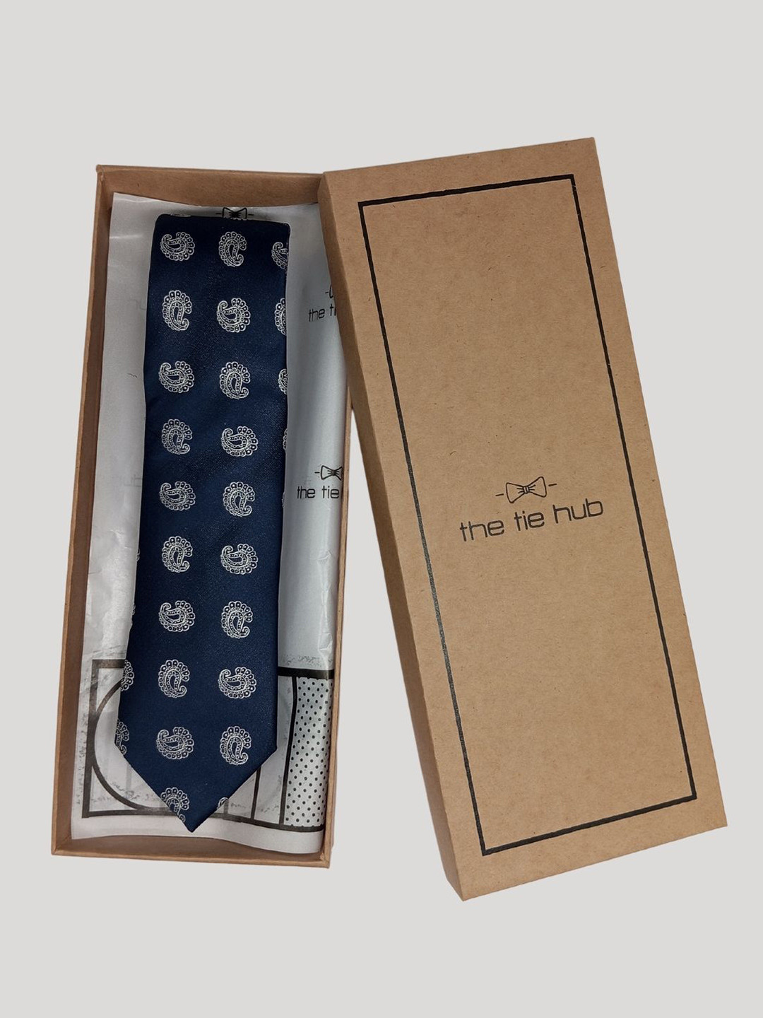 

The Tie Hub Men Woven Design Silk Broad Tie, Blue