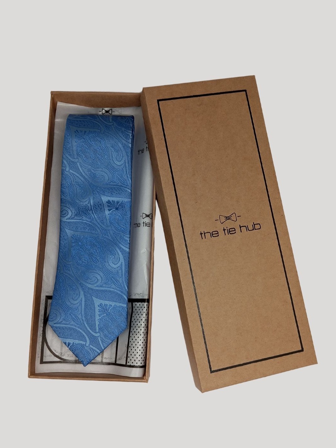 

The Tie Hub Men Woven Design Silk Broad Tie, Blue