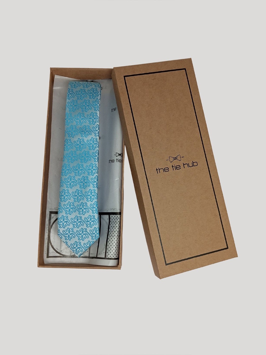 

The Tie Hub Men Woven Design Broad Silk Formal Tie, Blue