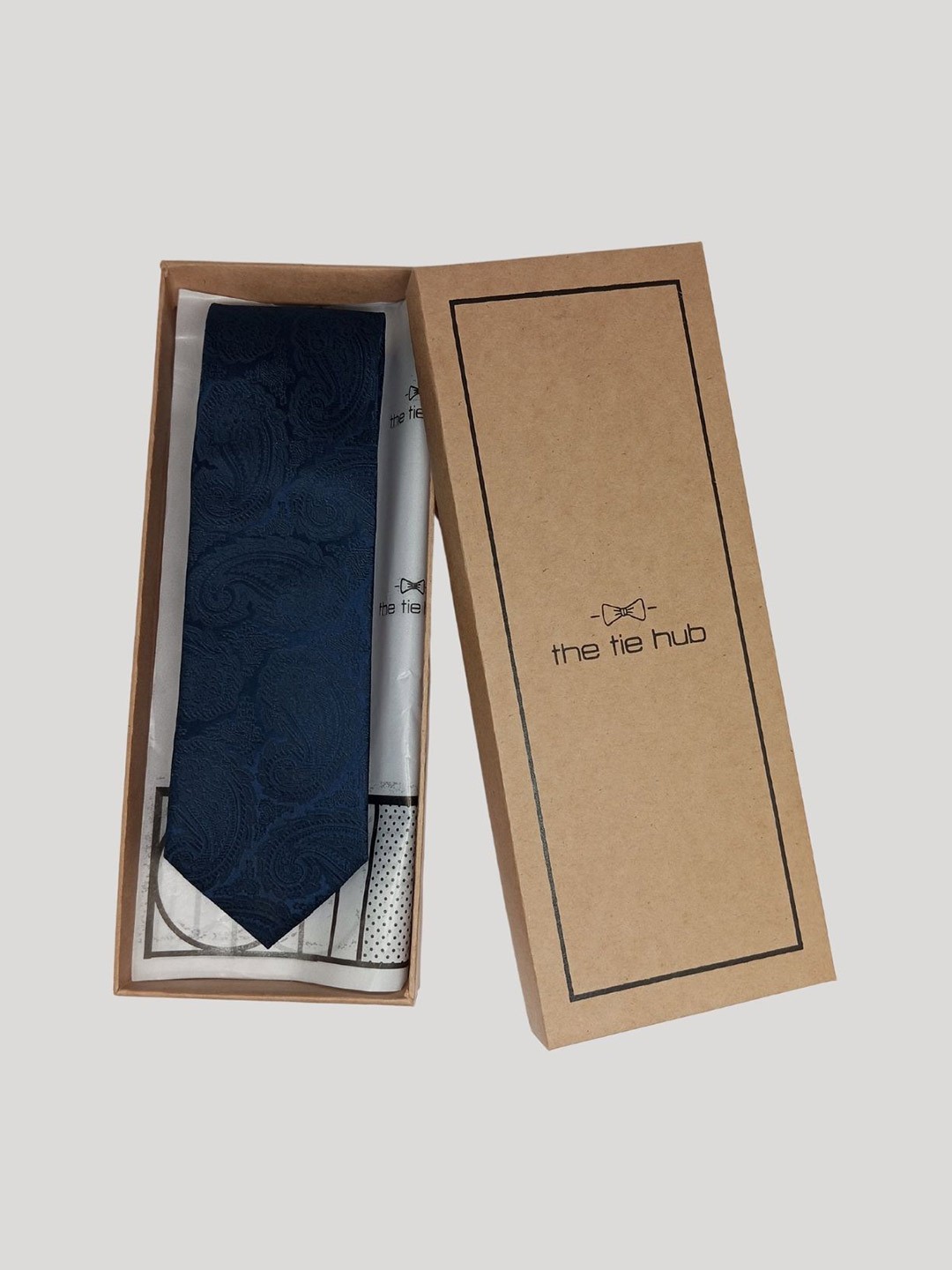 

The Tie Hub Men Woven Design Broad Tie, Navy blue