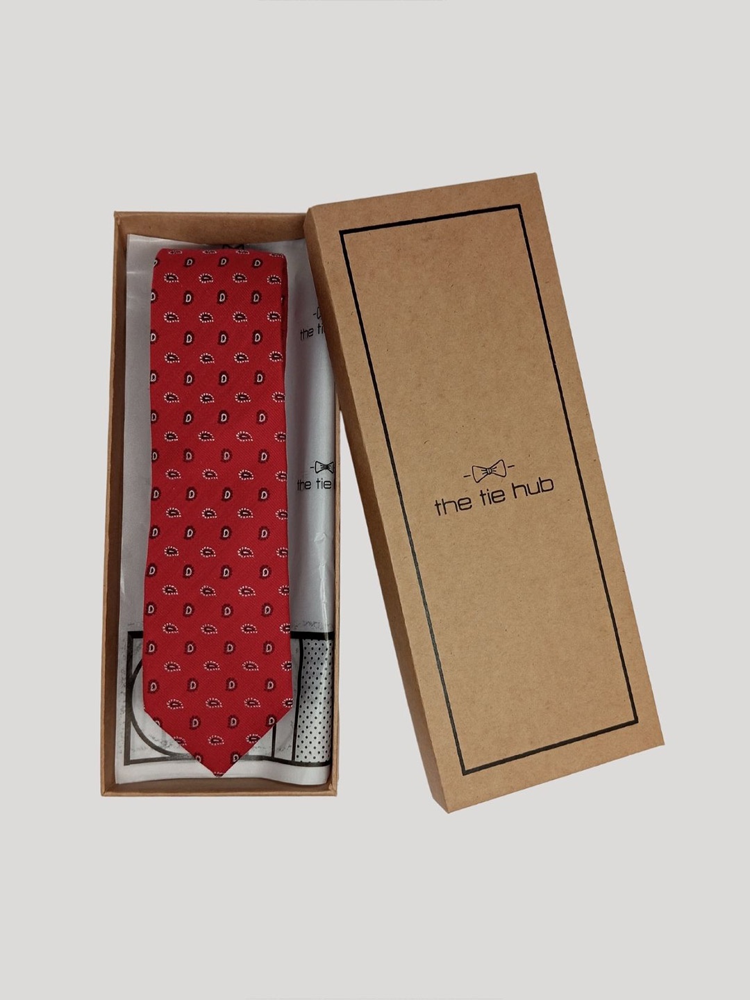 

The Tie Hub Men Paisley Woven Design Silk Broad Tie, Red