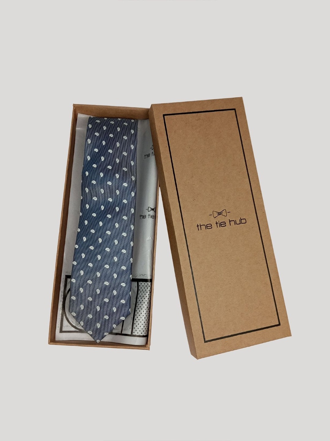 

The Tie Hub Men Woven Design Broad Silk Formal Tie, Blue