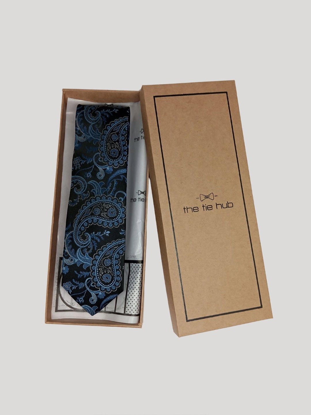 

The Tie Hub Men Woven Design Broad Silk Formal Tie, Blue