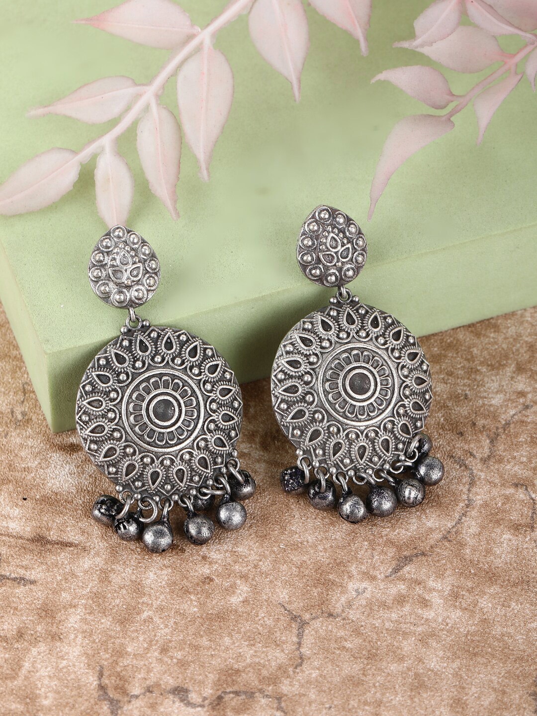 

Sangria Silver-Plated Oxidised Drop Earring