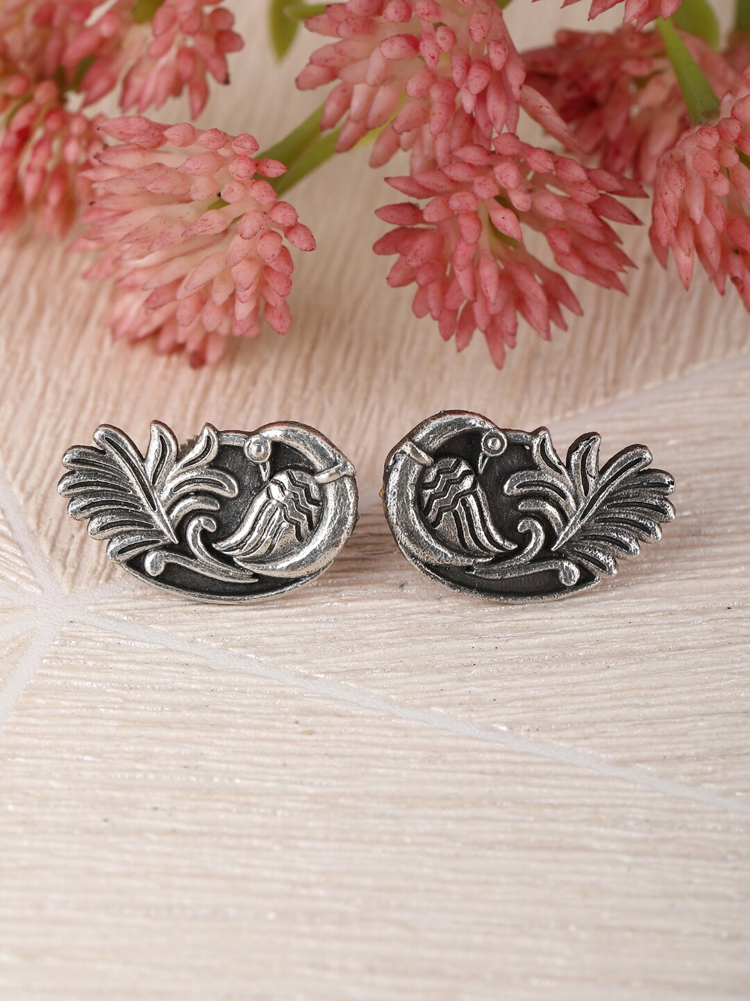 

Sangria Silver Plated Oxidised Studs Earrings