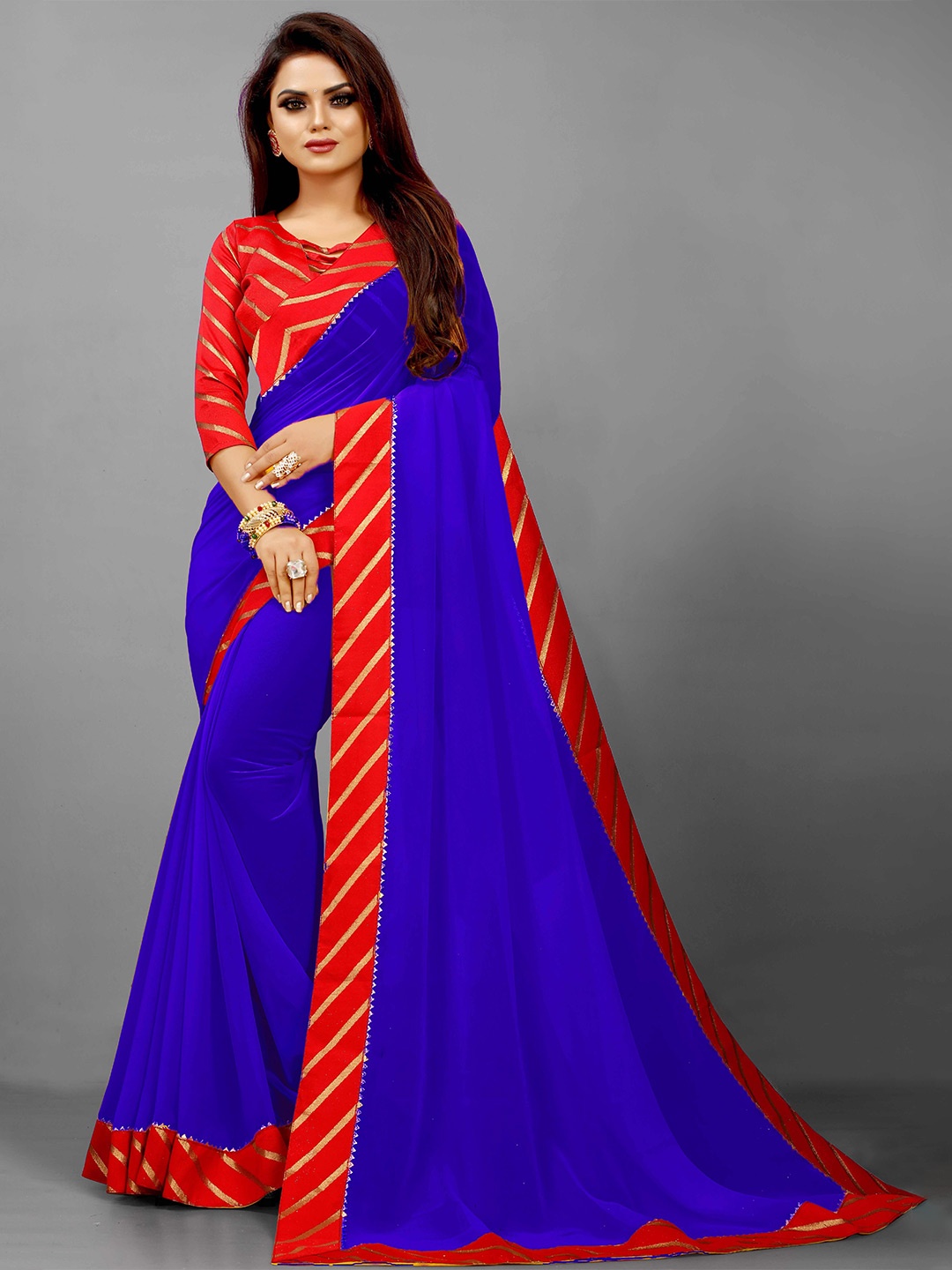 

Flip The Style Embroidered Zari Pure Georgette Bhagalpuri Saree, Blue