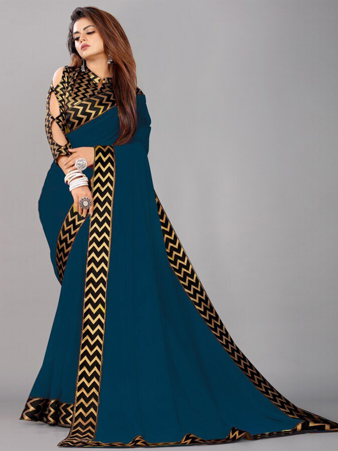 

Flip The Style Woven Design Zari Pure Georgette Bhagalpuri Saree, Blue
