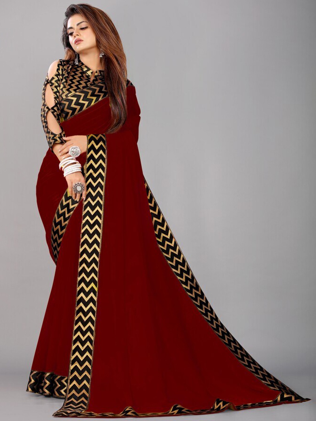 

Flip The Style Pure Georgette Saree, Maroon