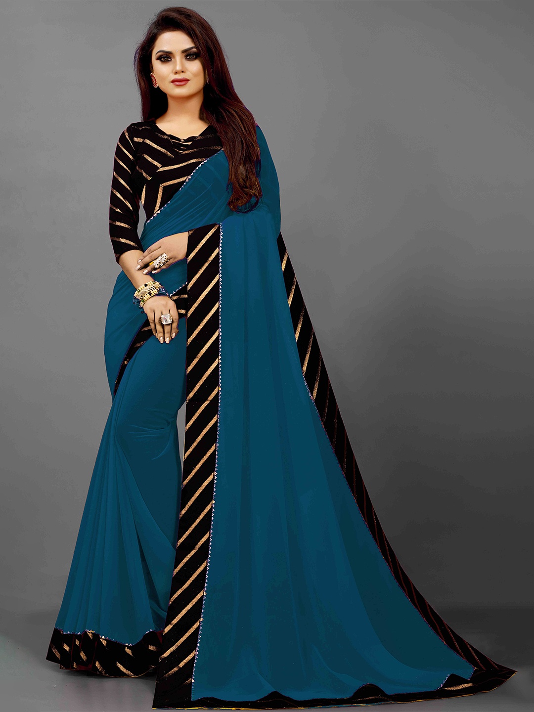 

Flip The Style Woven Design Zari Pure Georgette Bhagalpuri Saree, Blue