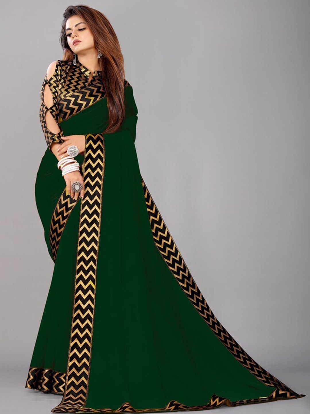 

Flip The Style Woven Design Zari Pure Georgette Bhagalpuri Saree, Green