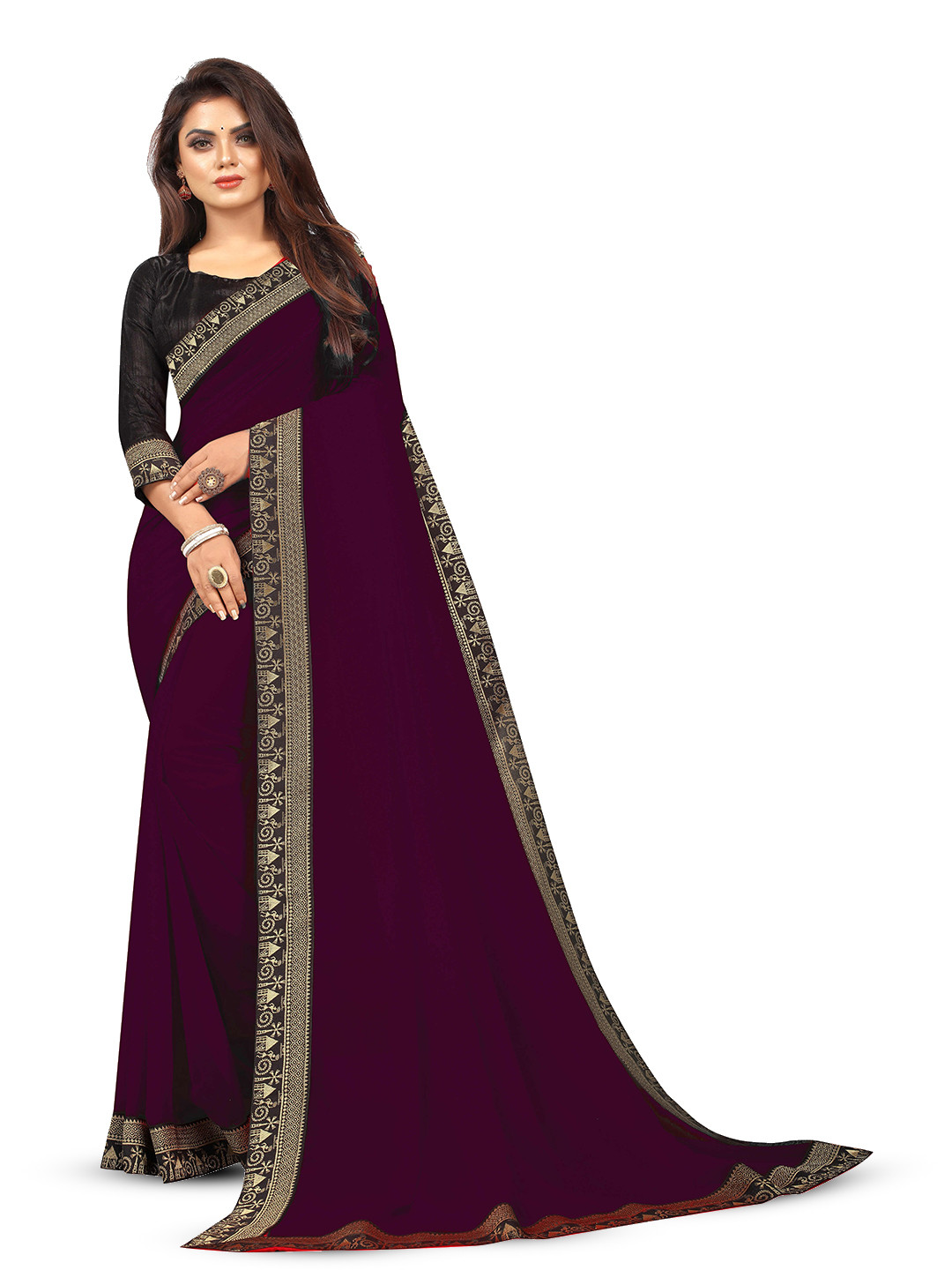 

Flip The Style Woven Design Zari Pure Chiffon Bhagalpuri Saree, Purple