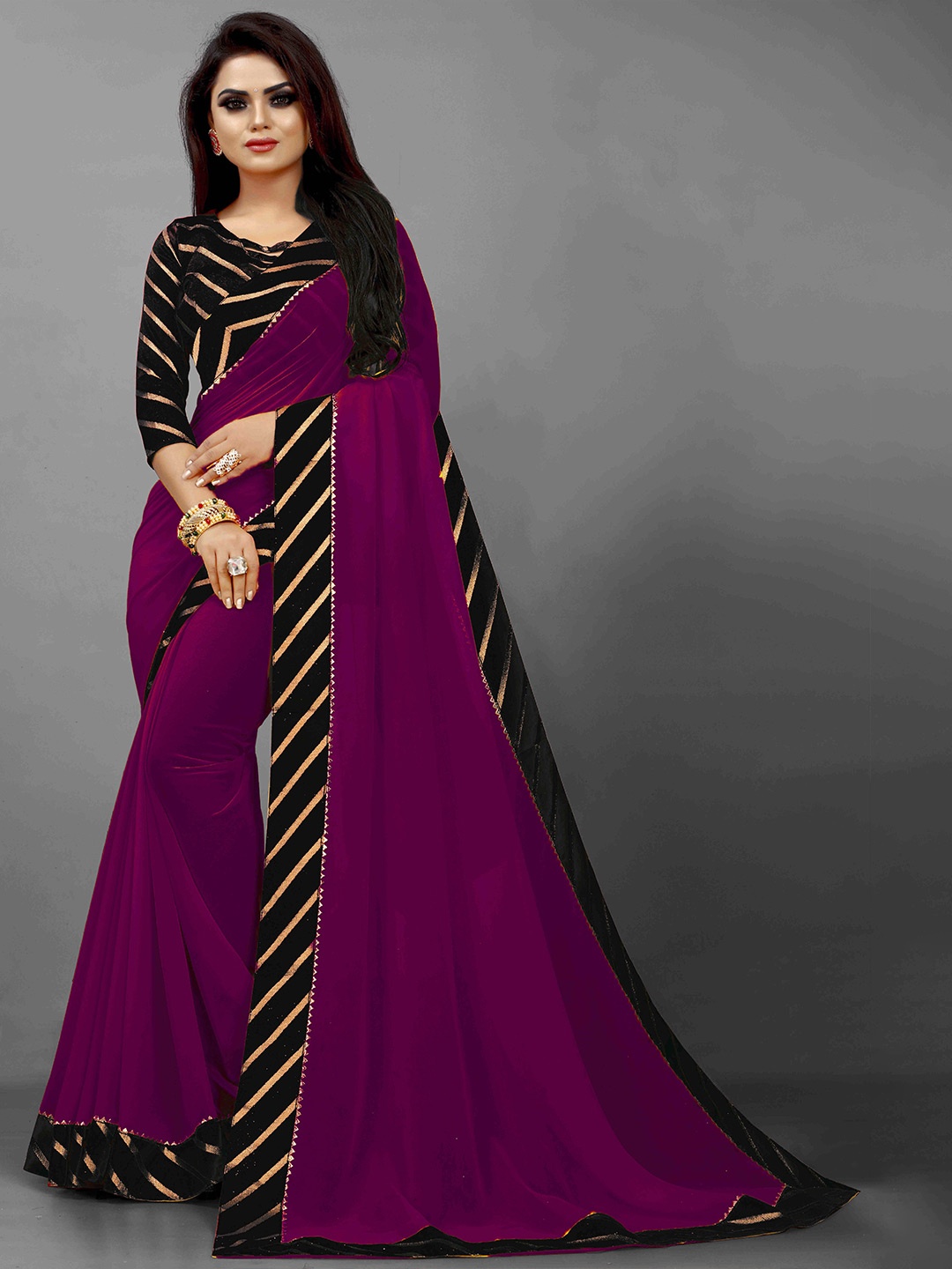 

Flip The Style Woven Design Zari Pure Georgette Bhagalpuri Saree, Purple