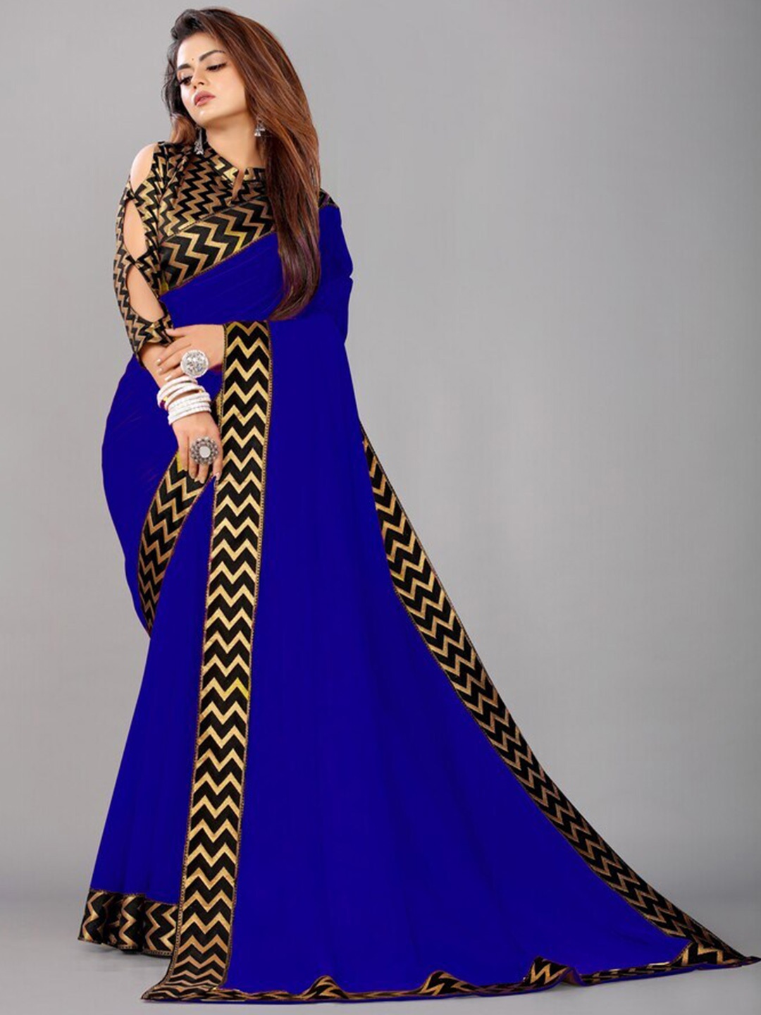 

Flip The Style Woven Design Zari Pure Georgette Saree, Blue