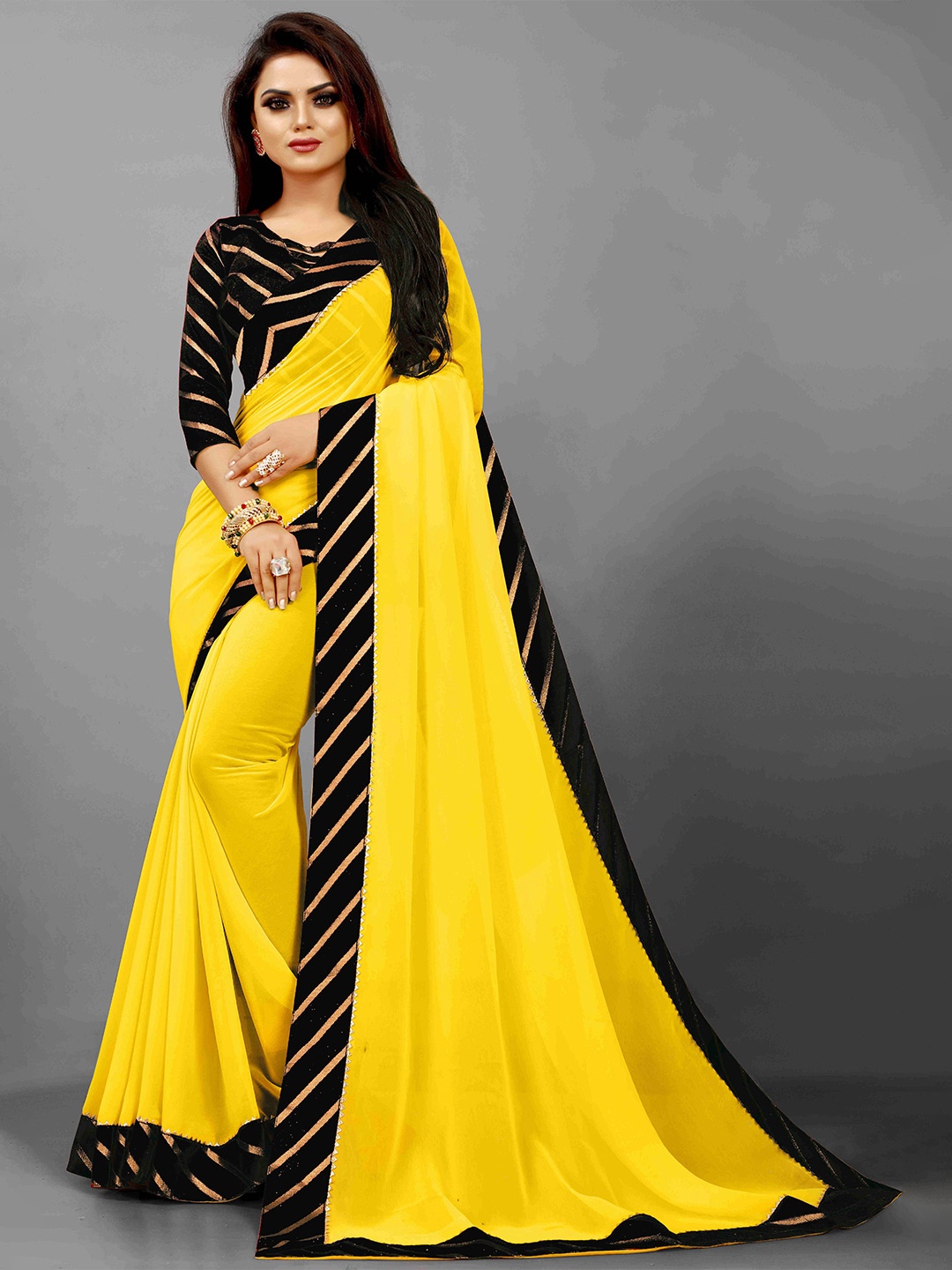 

Flip The Style Woven Design Zari Pure Georgette Bhagalpuri Saree, Yellow