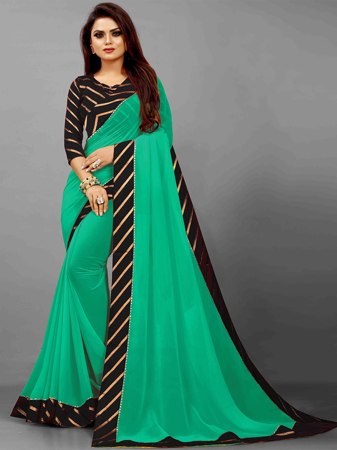 

Flip The Style Gotta Patti Pure Georgette Bhagalpuri Saree, Sea green