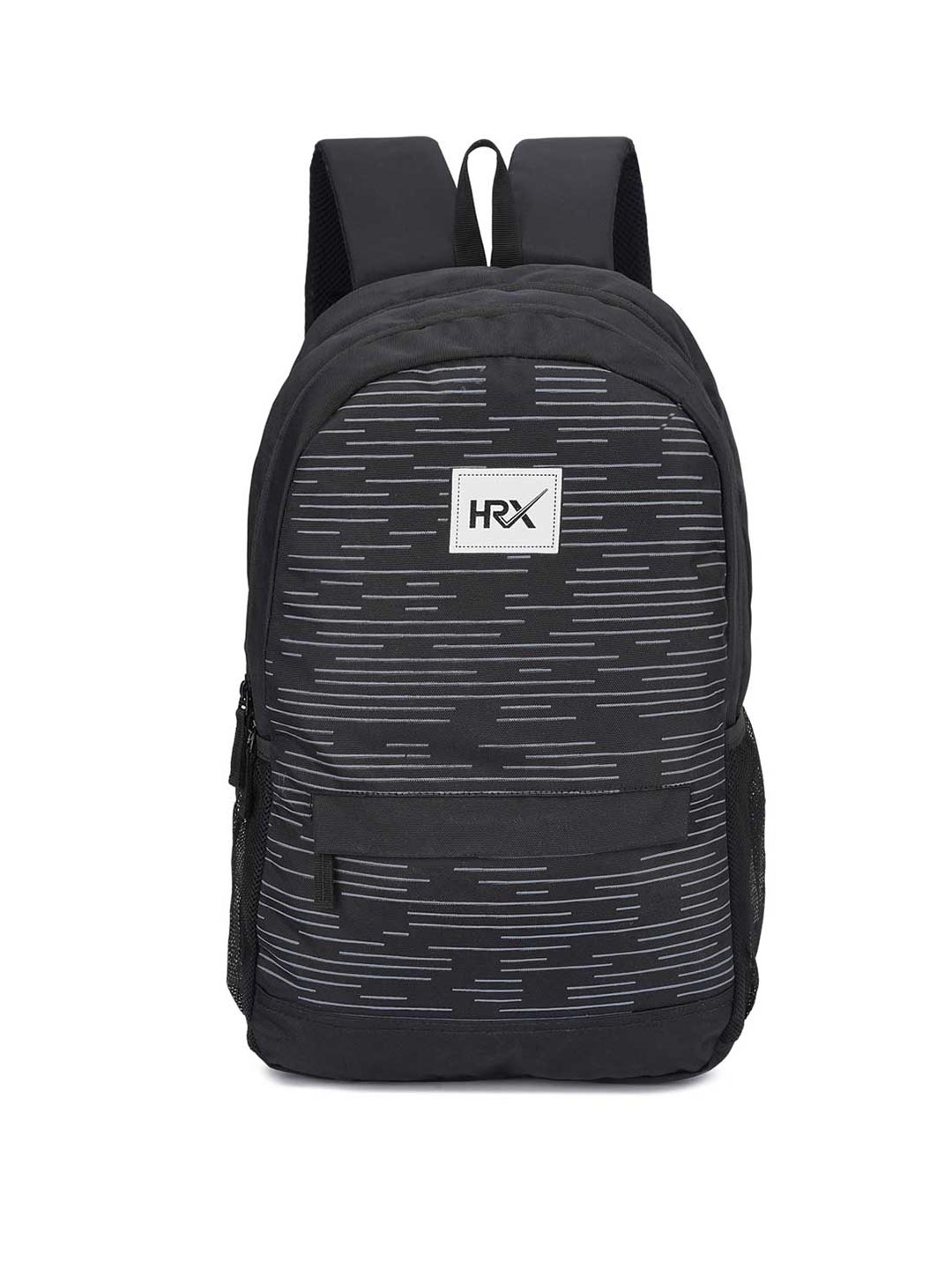 

HRX by Hrithik Roshan Unisex Black & White Striped Backpack with Shoe Pocket -Up to 15 inch