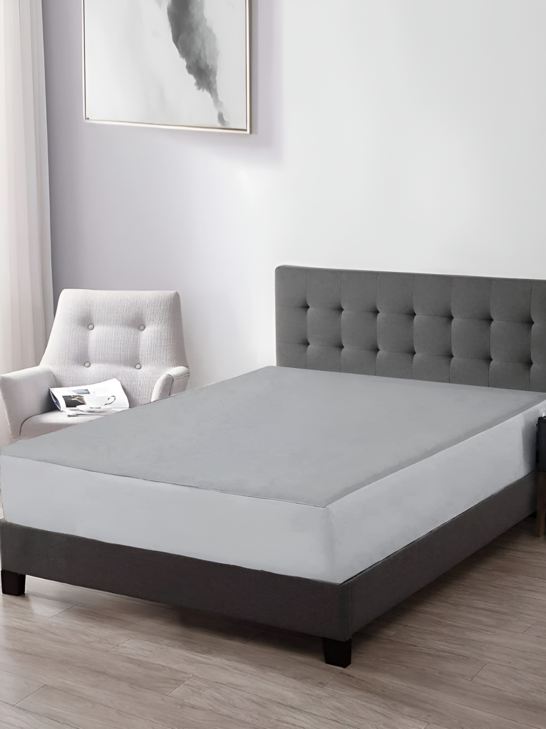 

RF RELAXFEEL Grey Fitted King Size Cotton Water Resistant Mattress Protector