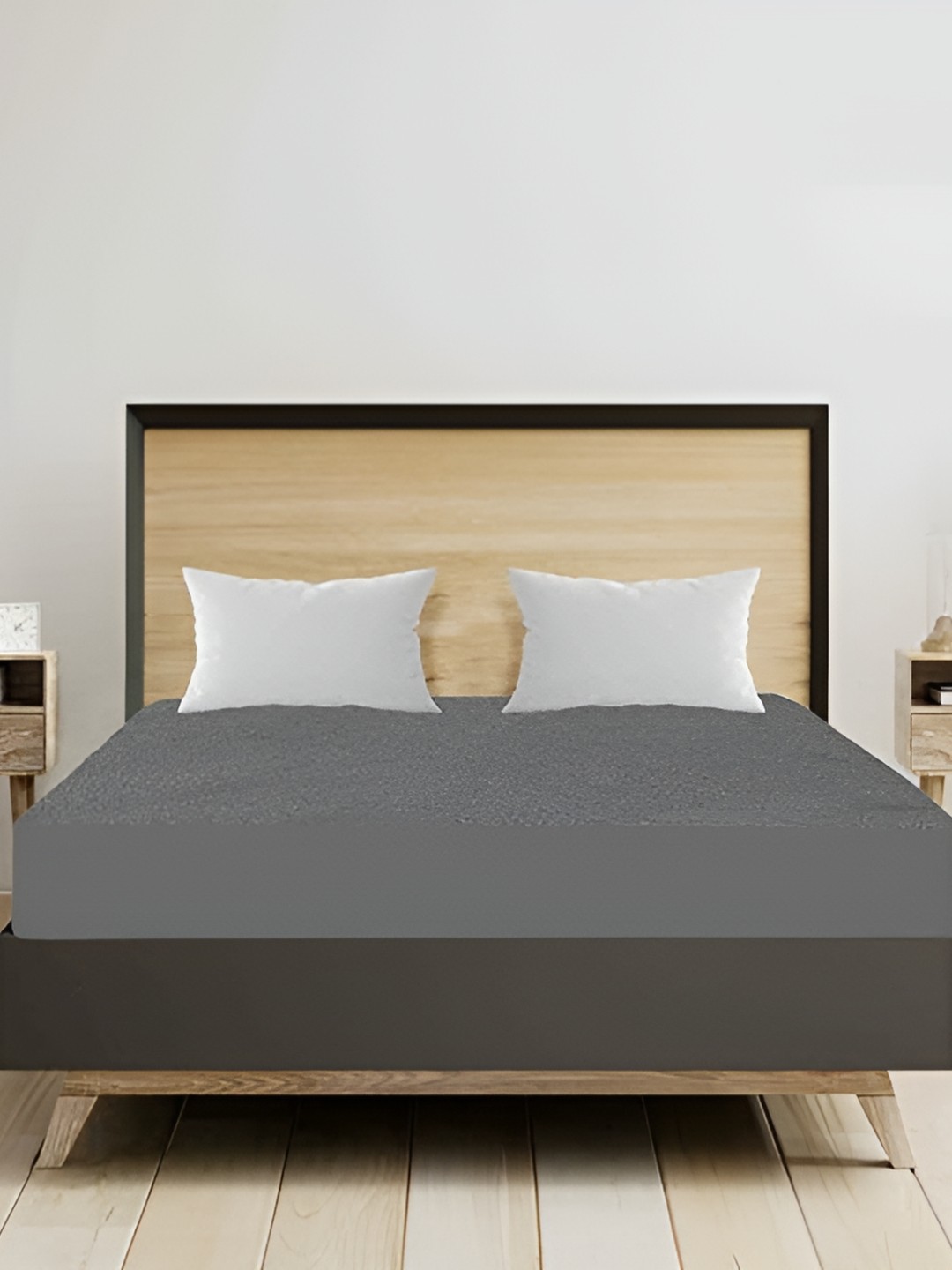 

RF RELAXFEEL Grey Fitted King Size Cotton Water Resistant Mattress Protector