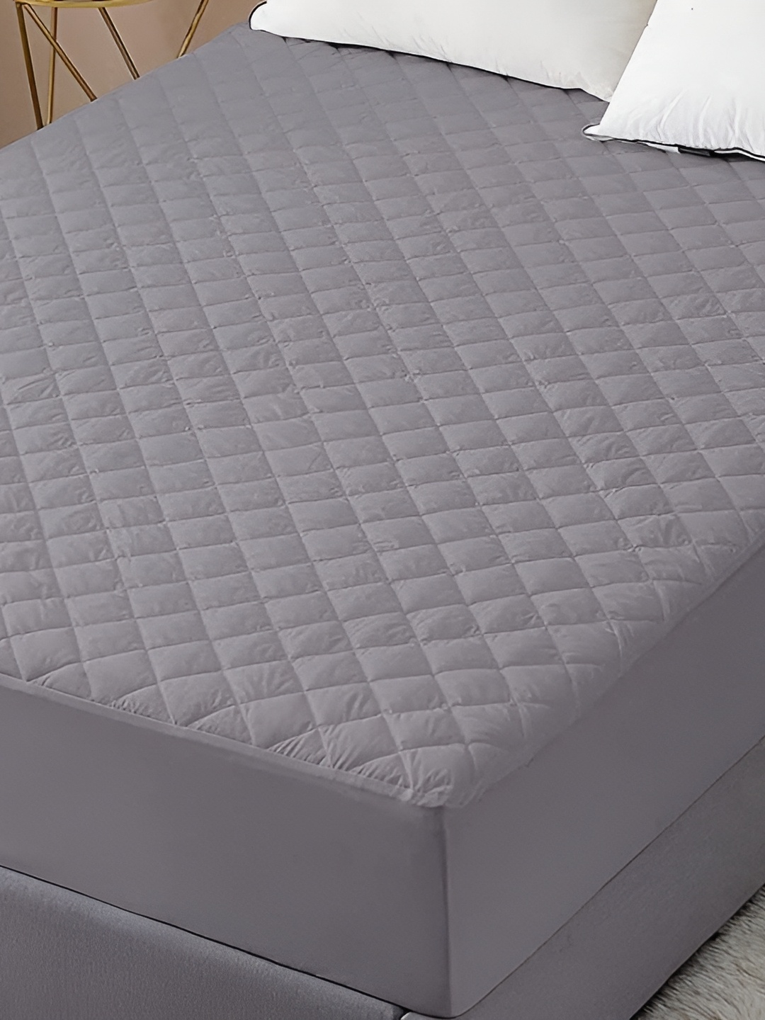 

RF RELAXFEEL SilverToned Fitted King Size Cotton Water Resistant Mattress Protector, Silver