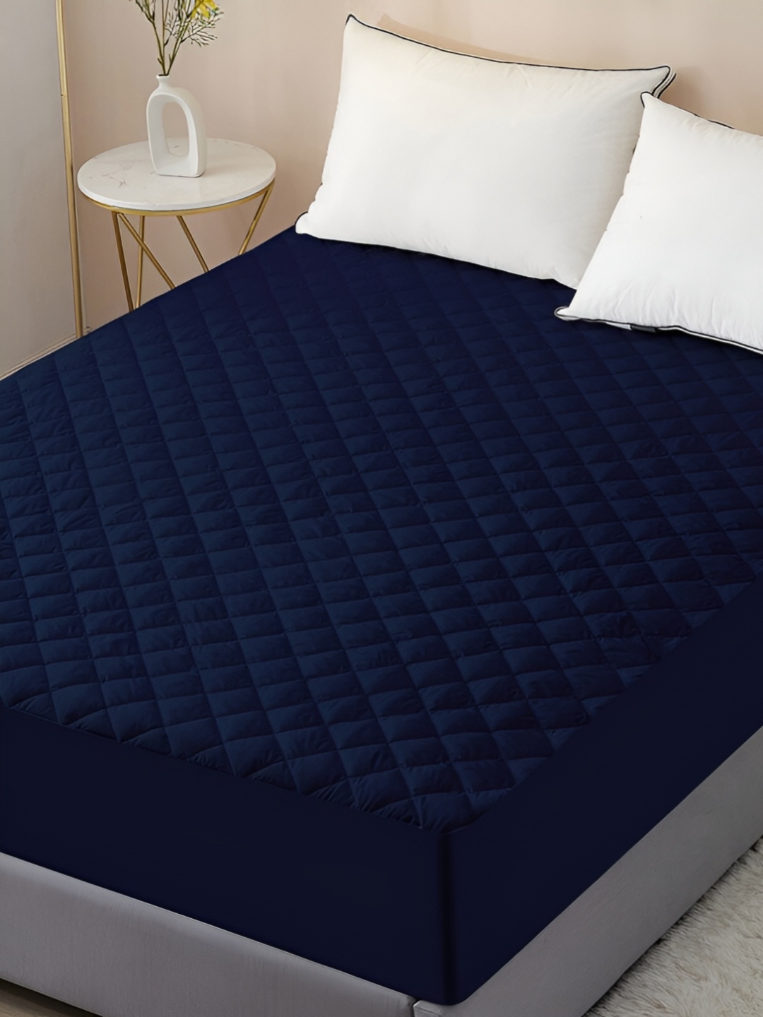 

RF RELAXFEEL Blue Cotton Water Resistant Fitted King Size Mattress Protector