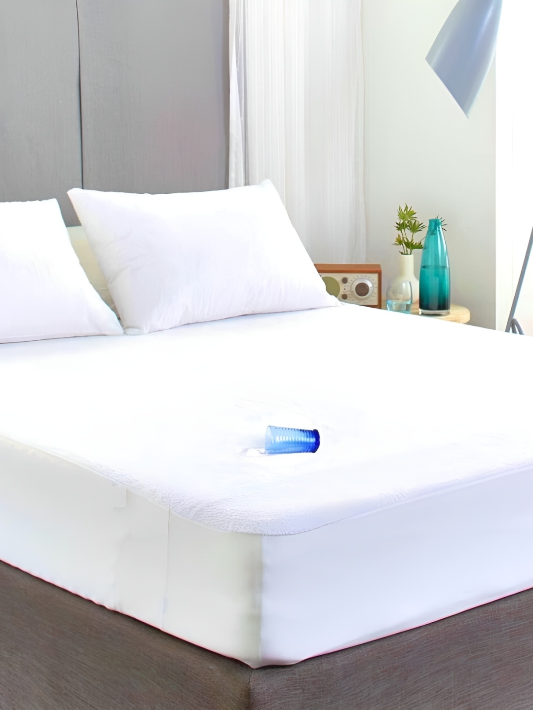 

RF RELAXFEEL White Fitted King Size Cotton Water Resistant Mattress Protector