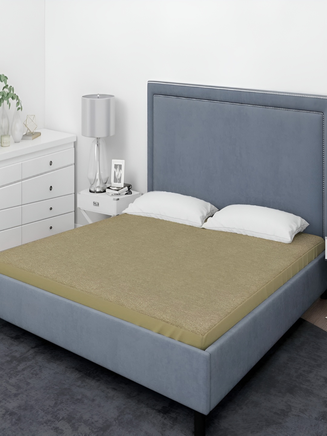 

RF RELAXFEEL Beige Fitted King Size Cotton Water Resistant Mattress Protector