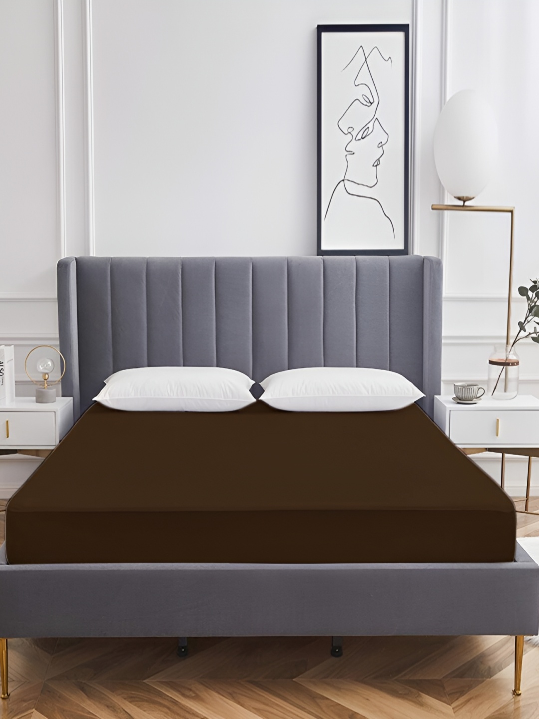 

RF RELAXFEEL Brown Fitted King Size Cotton Water Resistant Mattress Protector