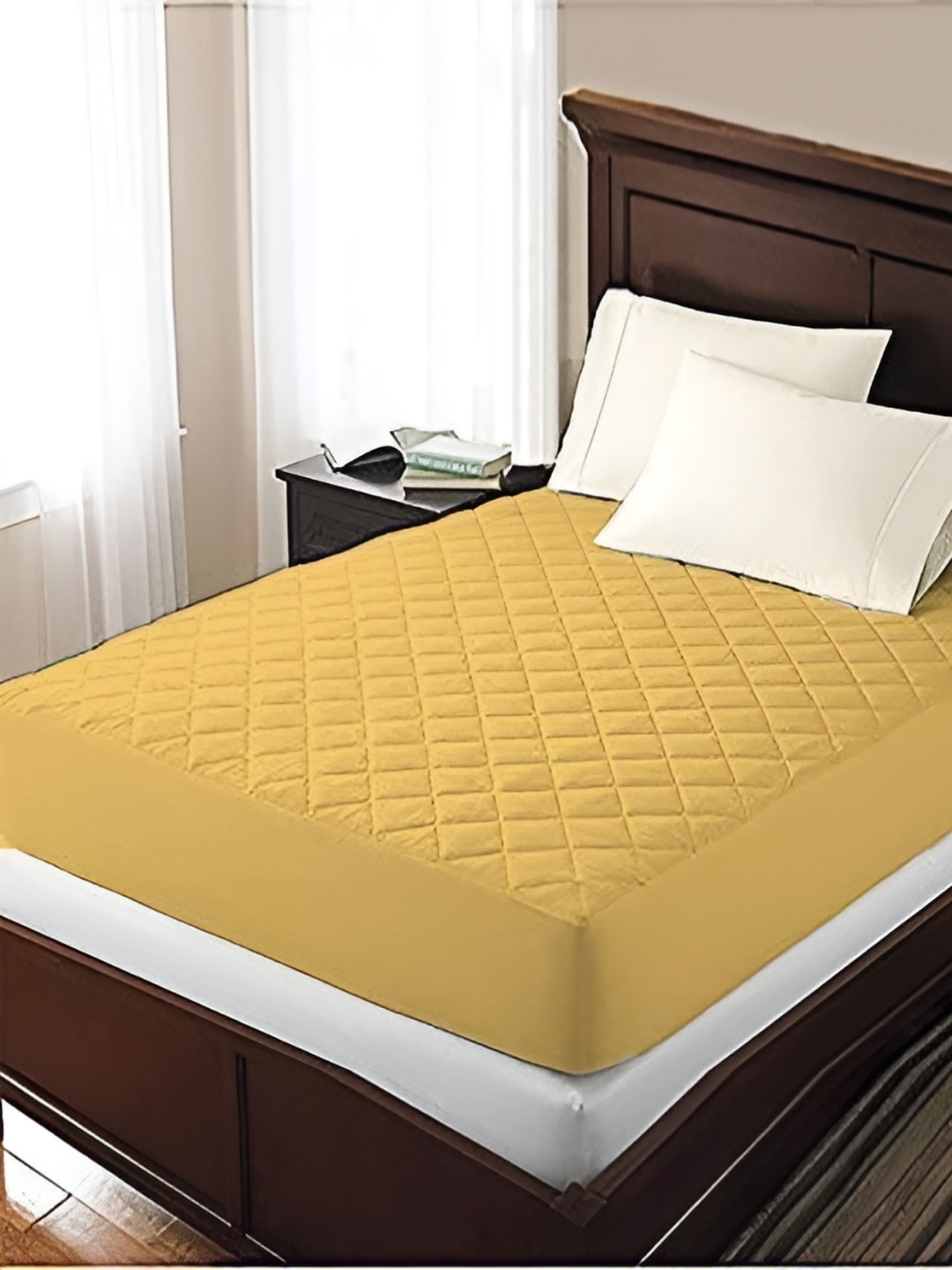 

RF RELAXFEEL GoldToned Fitted King Size Cotton Water Resistant Mattress Protector, Gold