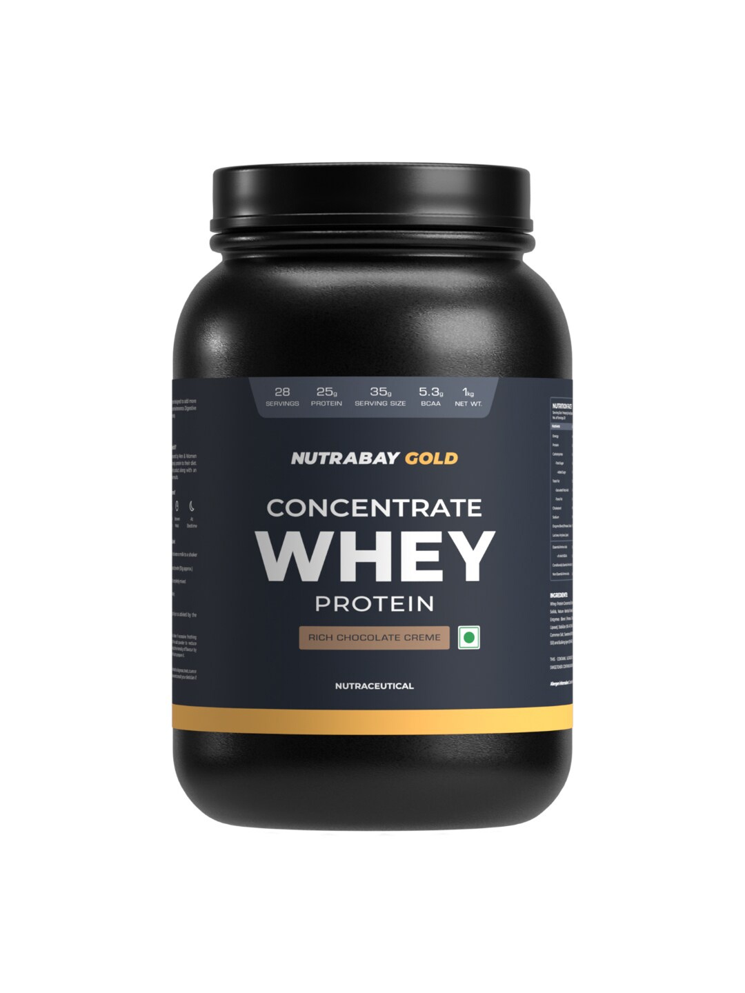 

Nutrabay Whey Protein Concentrate Rich Chocolate Creme - 1kg, Black