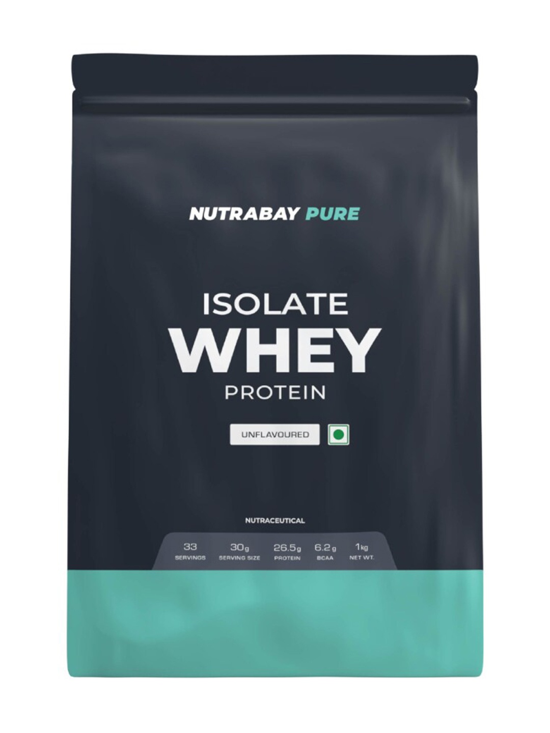 

Nutrabay Pure 100% Unflavoured Isolate Whey Protein-1kg, Black