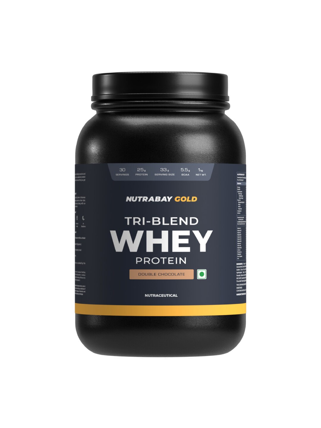 

Nutrabay Tri-Blend Rich Chocolate Creme Whey Protein - 1 kg, Black