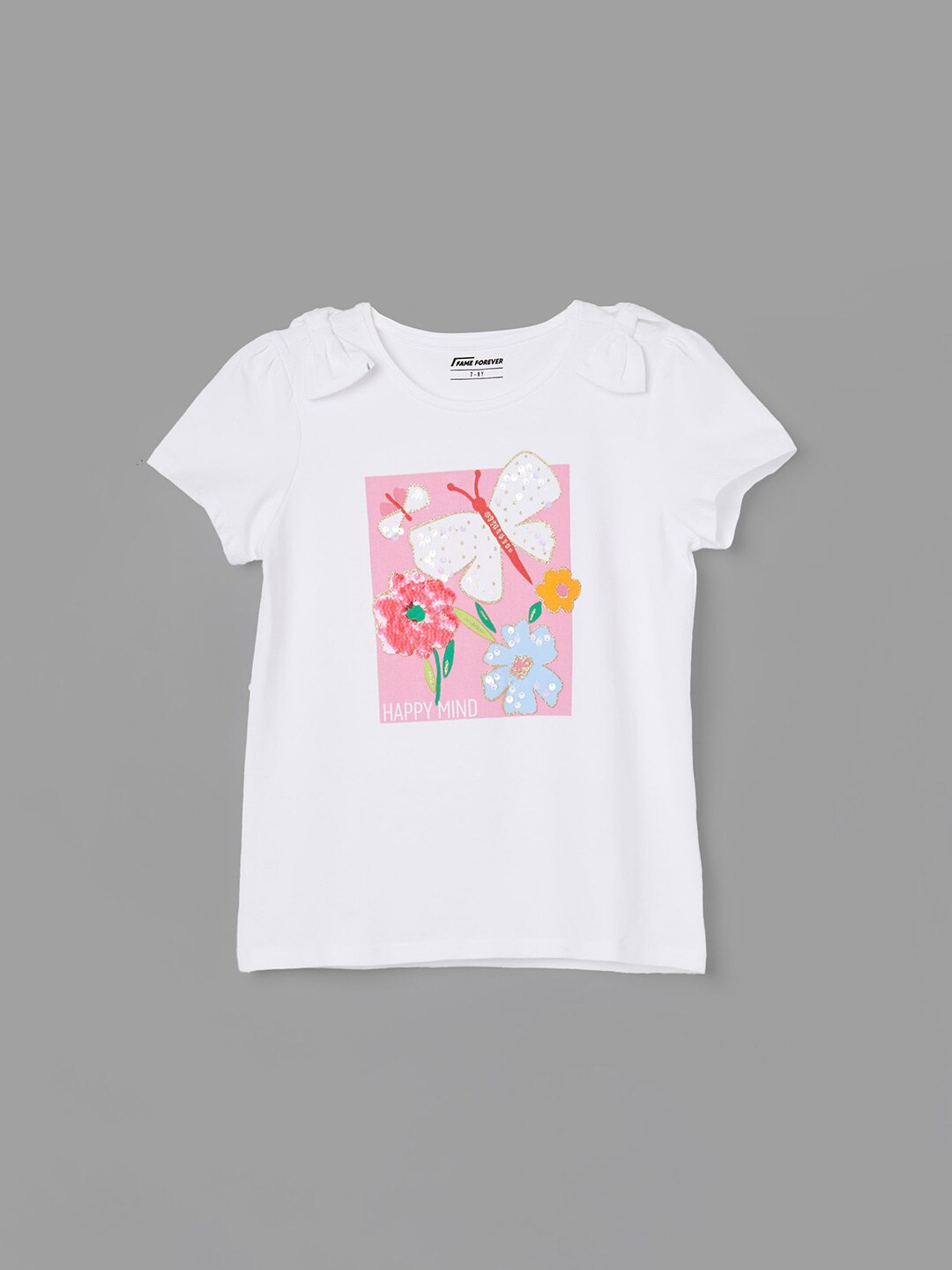 

Fame Forever by Lifestyle Girls Graphic Printed Cotton Casual T-shirt, White