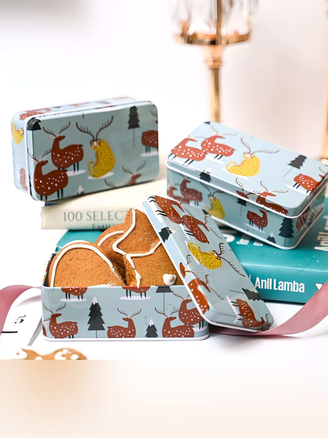 

MARKET99 Blue & Red 3 Pieces Printed Metal Food Container