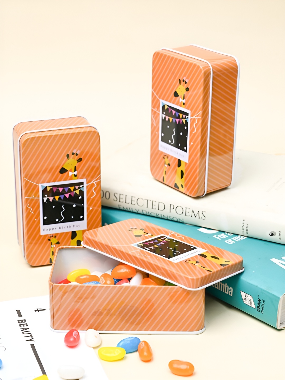 

MARKET99 Orange 3 Pieces Printed Metal Food Container