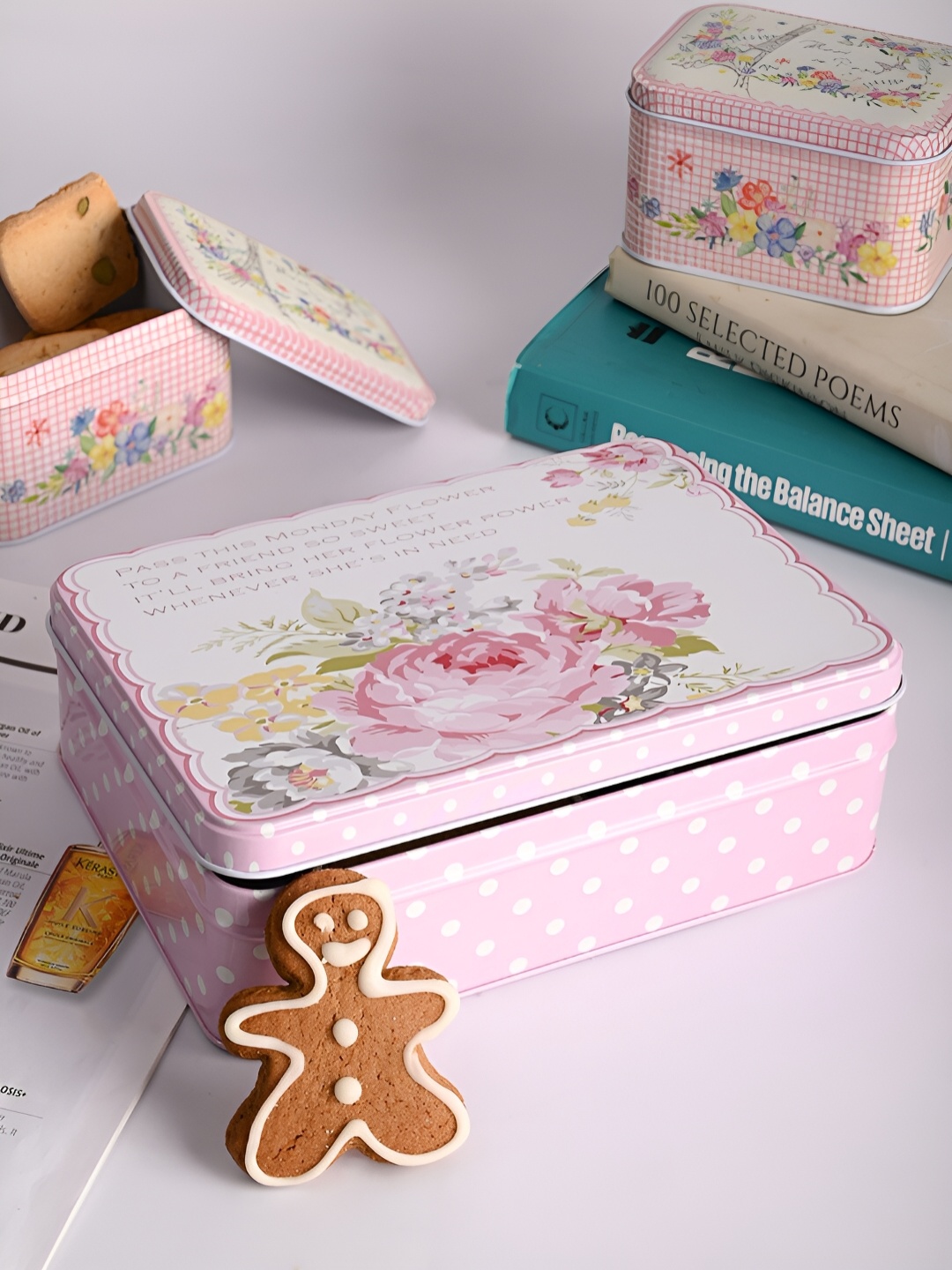 

MARKET99 Yellow & Pink 6 Pieces Printed Metal Food Container
