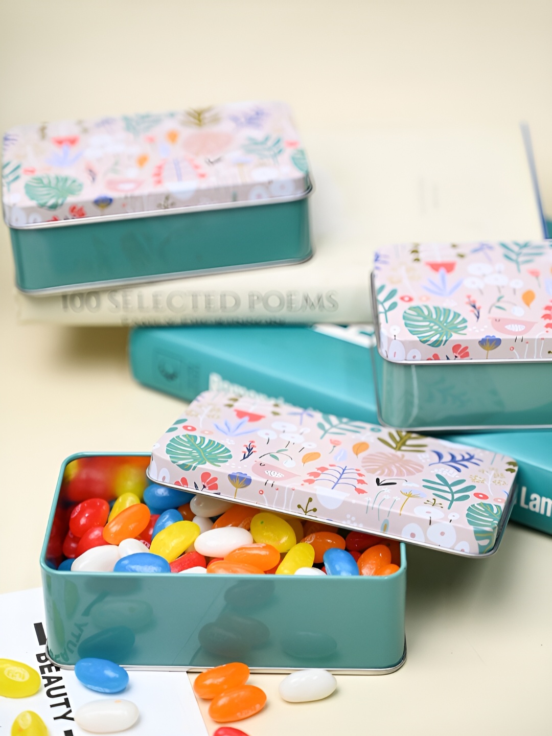 

MARKET99 Pink & Blue 3 Pieces Printed Metal Food Container