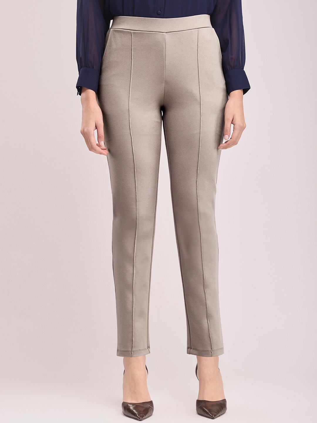 

FableStreet Livin Straight Fit Trousers, Beige