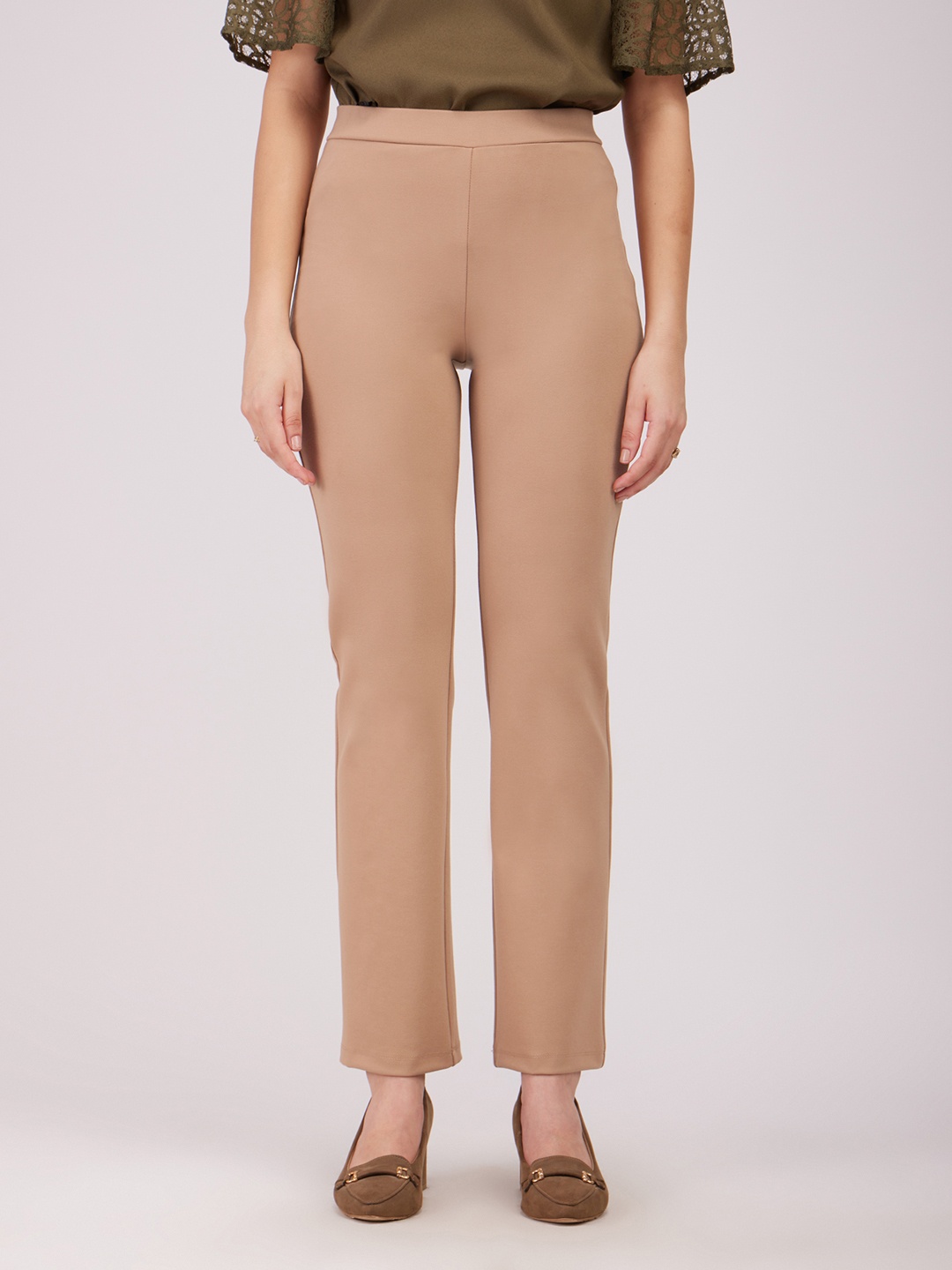 

FableStreet LivIn Bootcut Formal Trousers, Beige