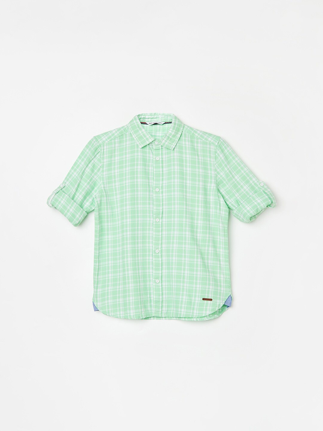 

Fame Forever by Lifestyle Boys Spread Collar Checked Opaque Casual Shirt, Green