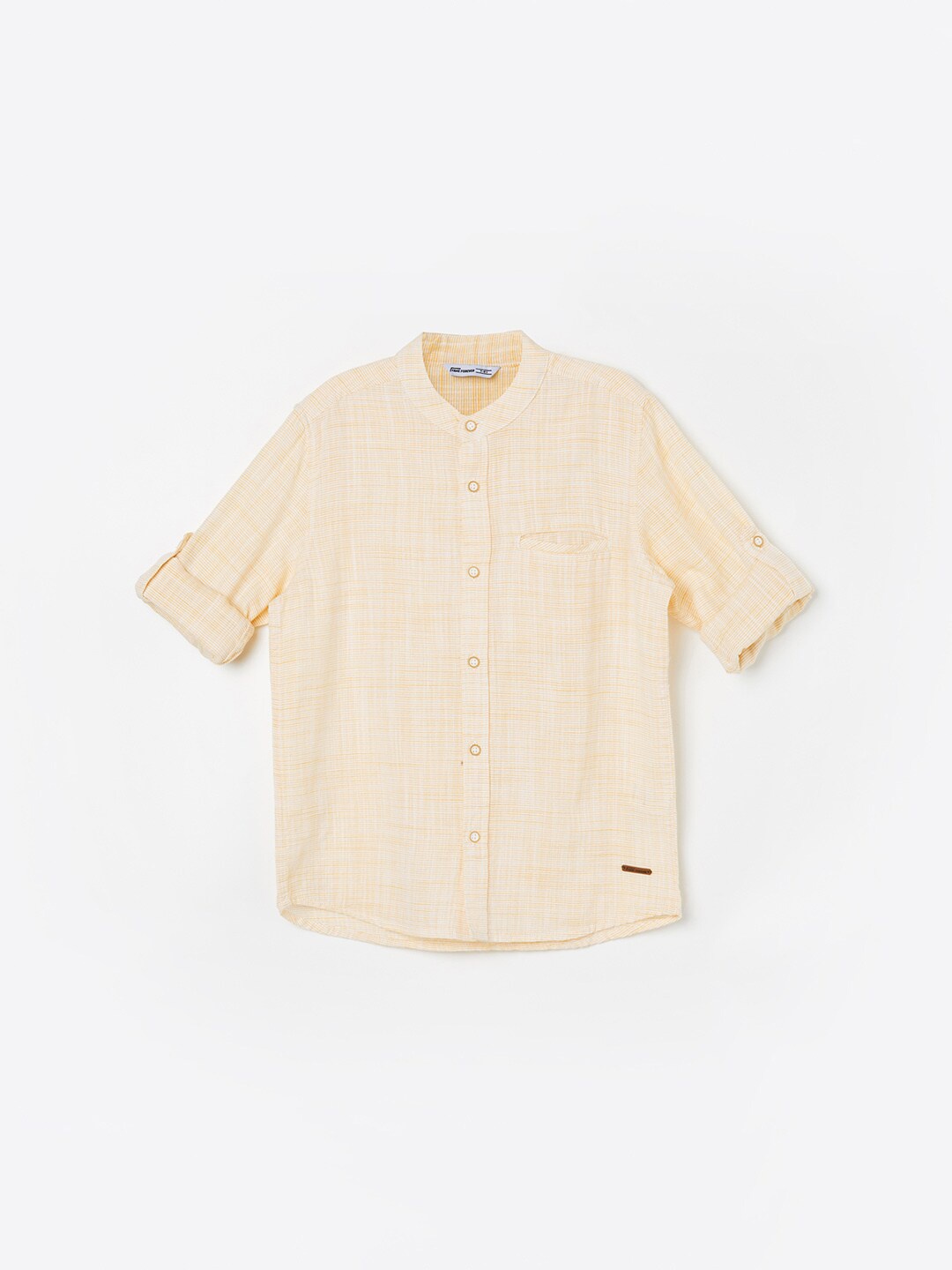 

Fame Forever by Lifestyle Boys Mandarin Collar Cotton Opaque Casual Shirt, Mustard