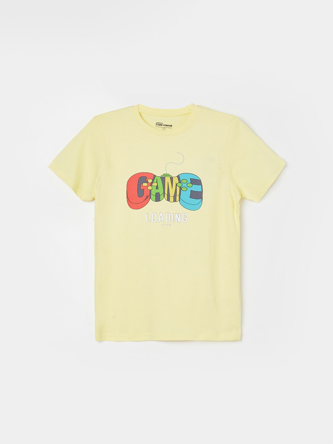 

Fame Forever by Lifestyle Boys Typography Printed Cotton Casual T-shirt, Yellow