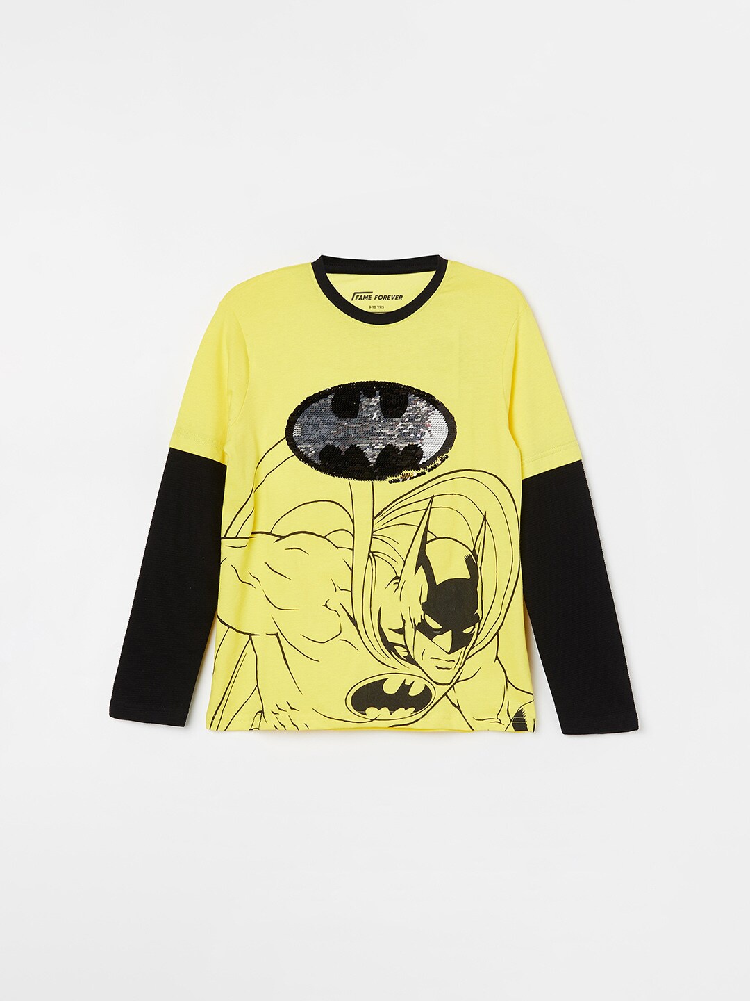 

Fame Forever by Lifestyle Boys Batman Embellished Printed Cotton Casual T-shirt, Yellow