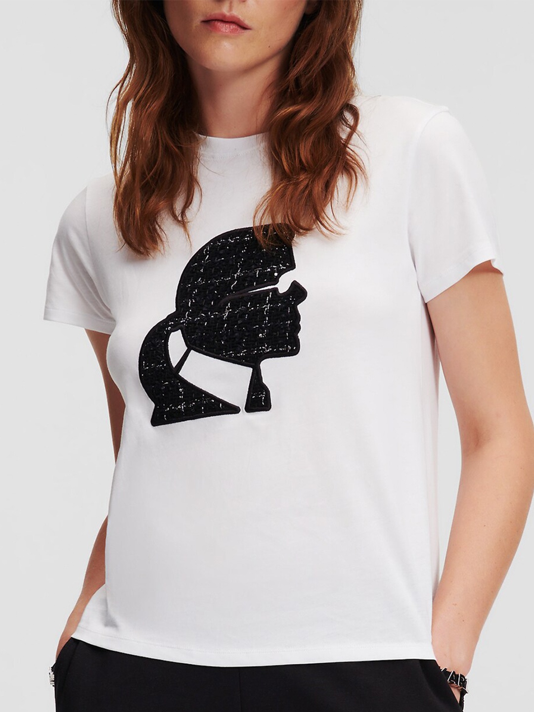 

Karl Lagerfeld Graphic Printed Cotton T-Shirt, White