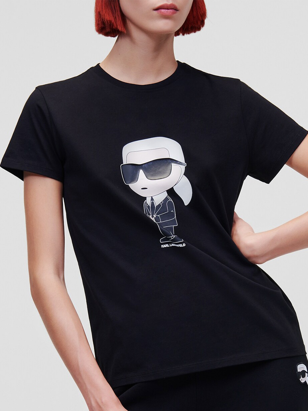 

Karl Lagerfeld Graphic Printed Round Neck Cotton Regular Fit T-shirt, Black