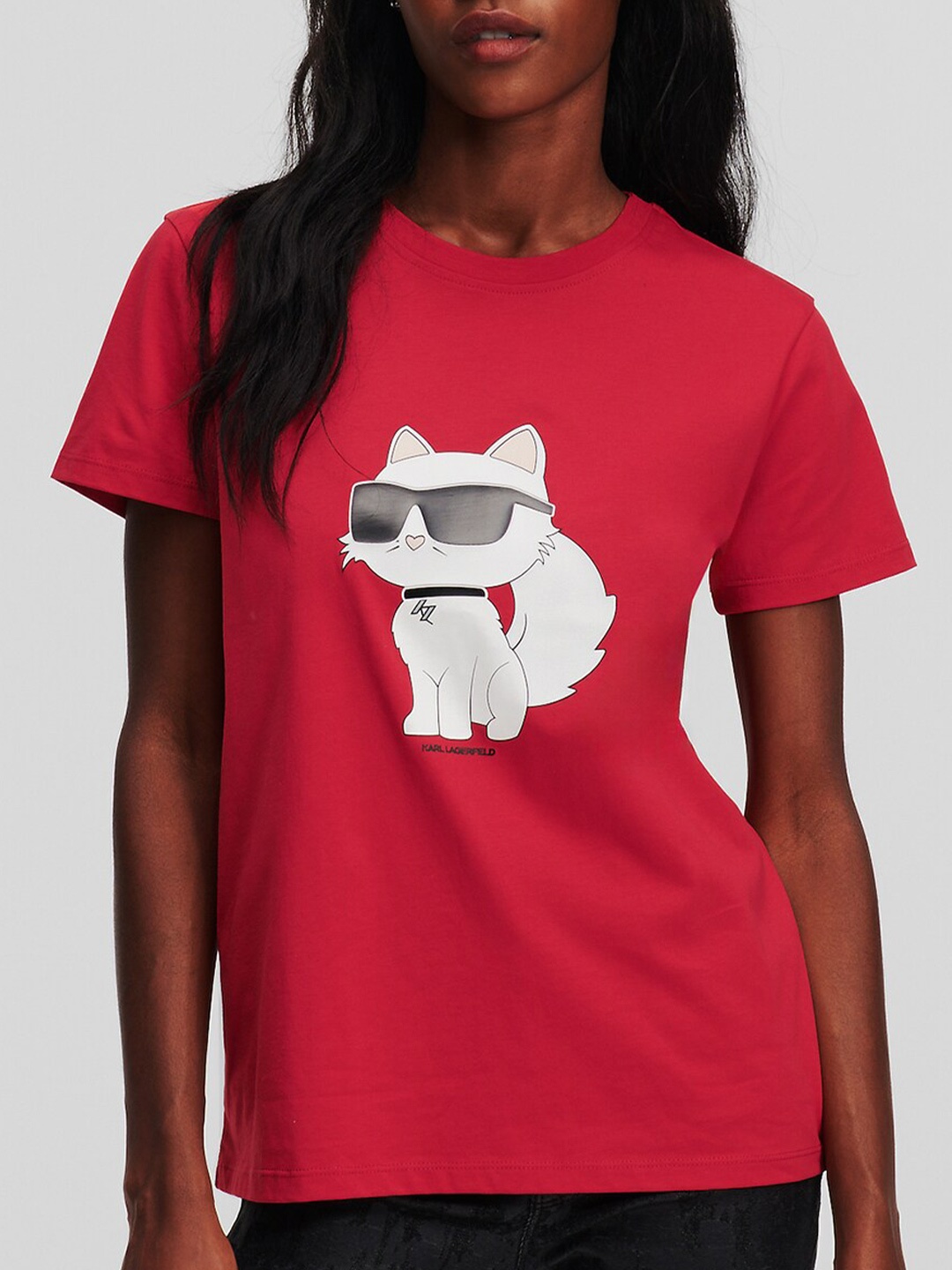 

Karl Lagerfeld Graphic Printed Round Neck Cotton Regular Fit T-shirt, Red