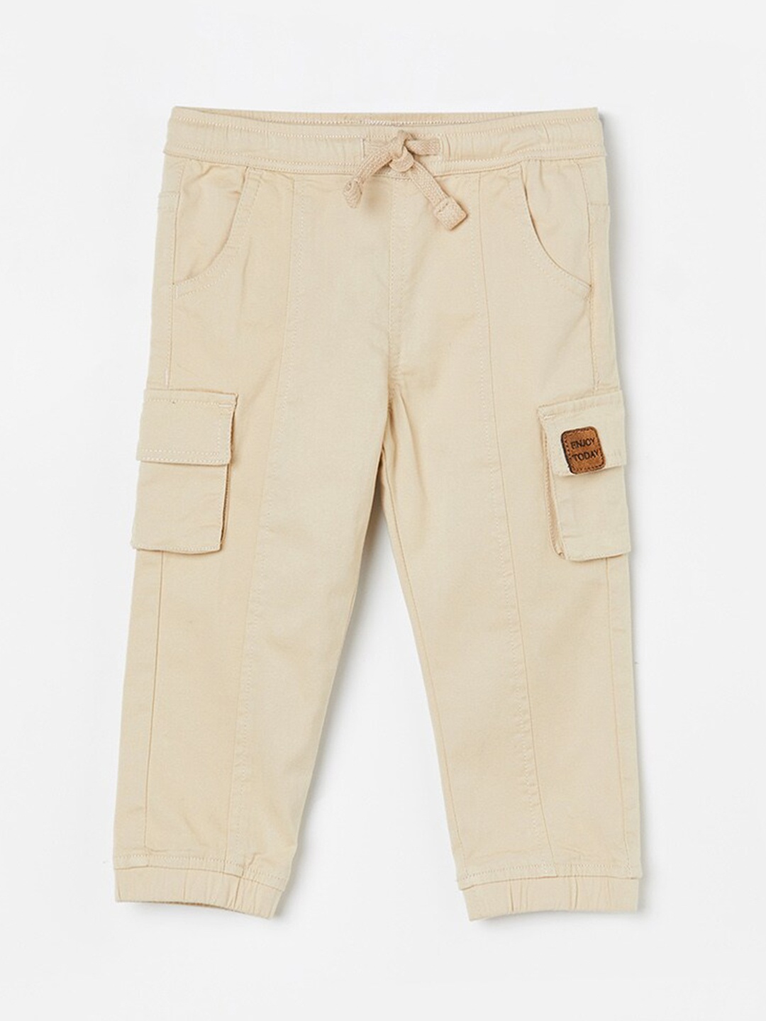 

Juniors by Lifestyle Boys Pure Cotton Mid-Rise Joggers, Beige