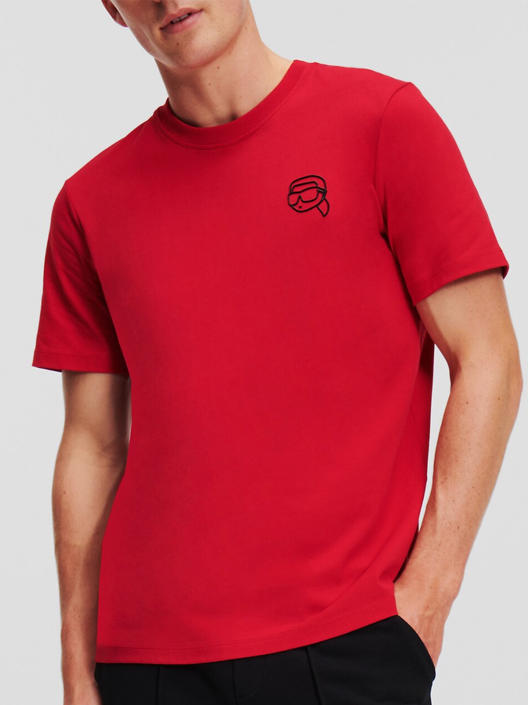 

Karl Lagerfeld Round Neck Cotton Regular Fit T-shirt, Red