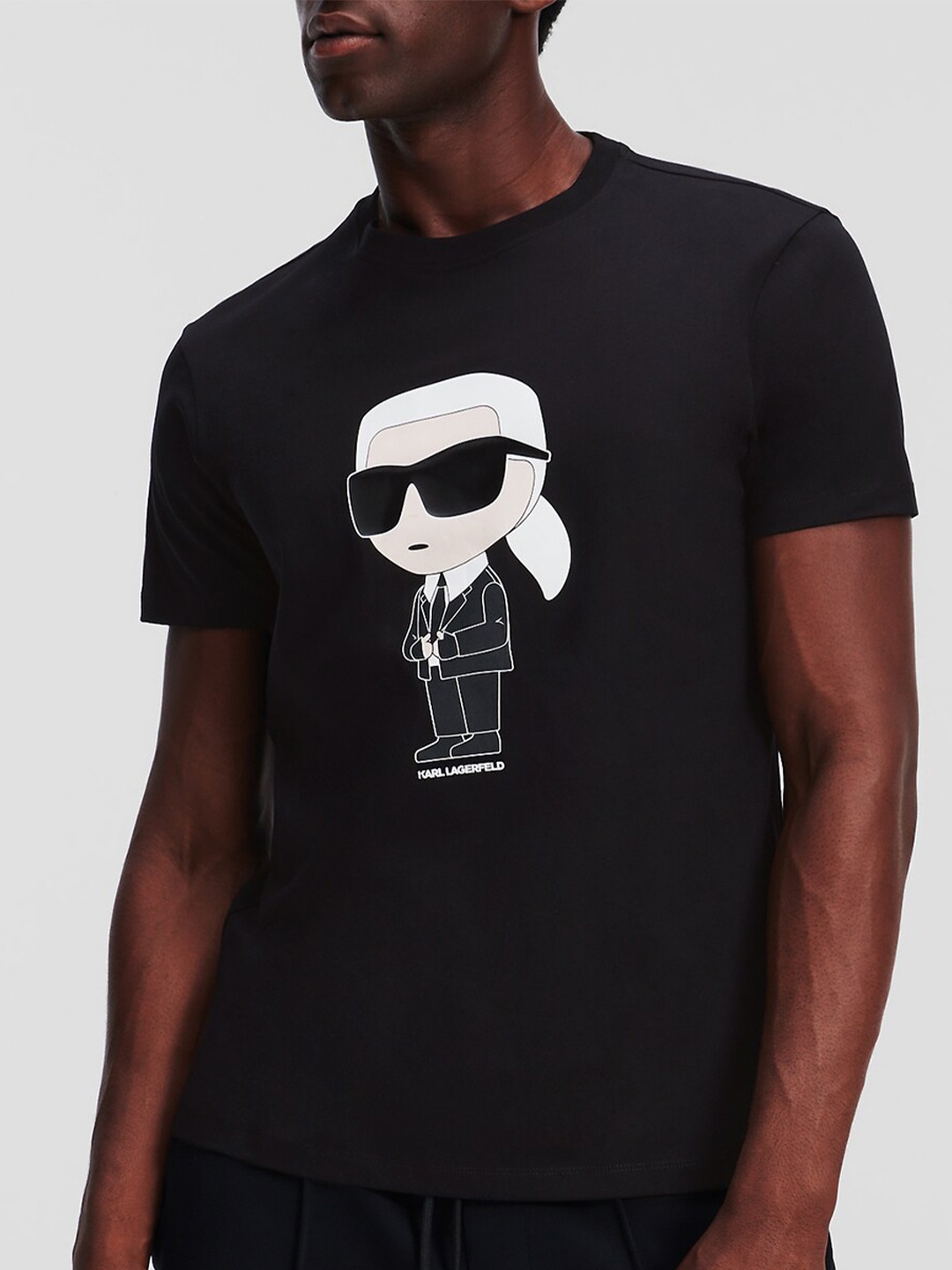 

Karl Lagerfeld Graphic Printed Round Neck Cotton Regular Fit T-shirt, Black