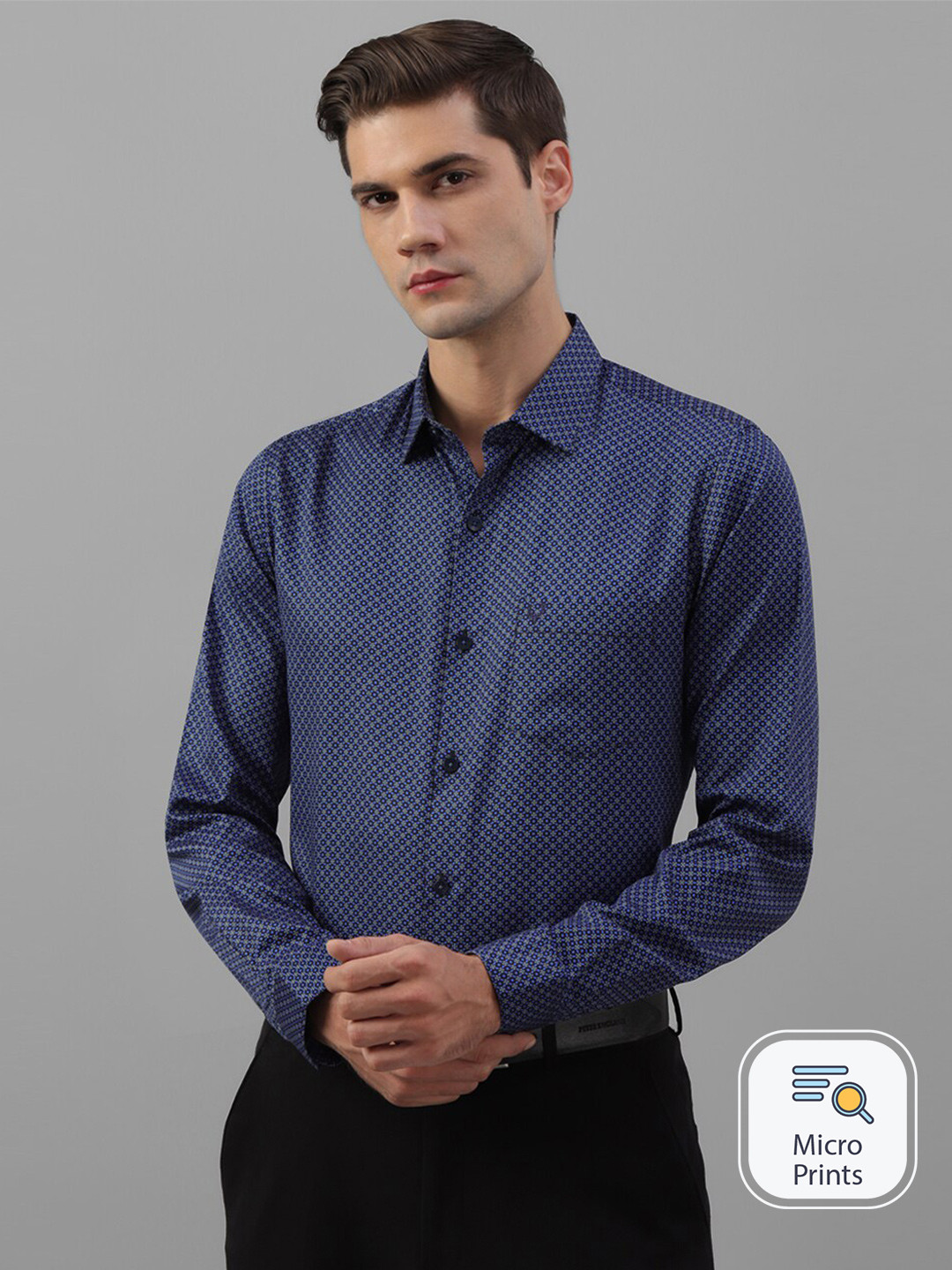 

Allen Solly Slim Fit Printed Pure Cotton Formal Shirt, Blue